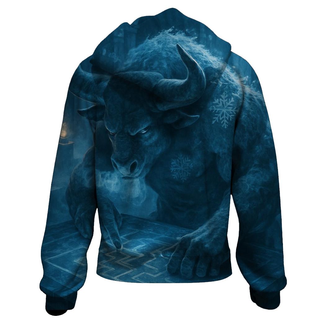Frostbound Minotaur Cartographer premium hoodies
