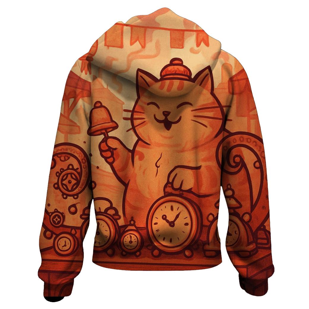 Vermillion Market Clock Cat printed hoodies