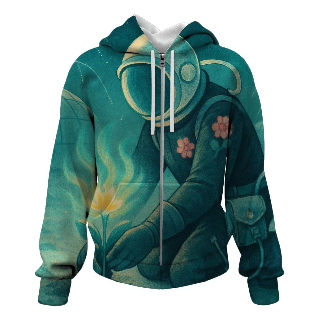 Everbloom Cosmonaut Gardener zip-up hoodies