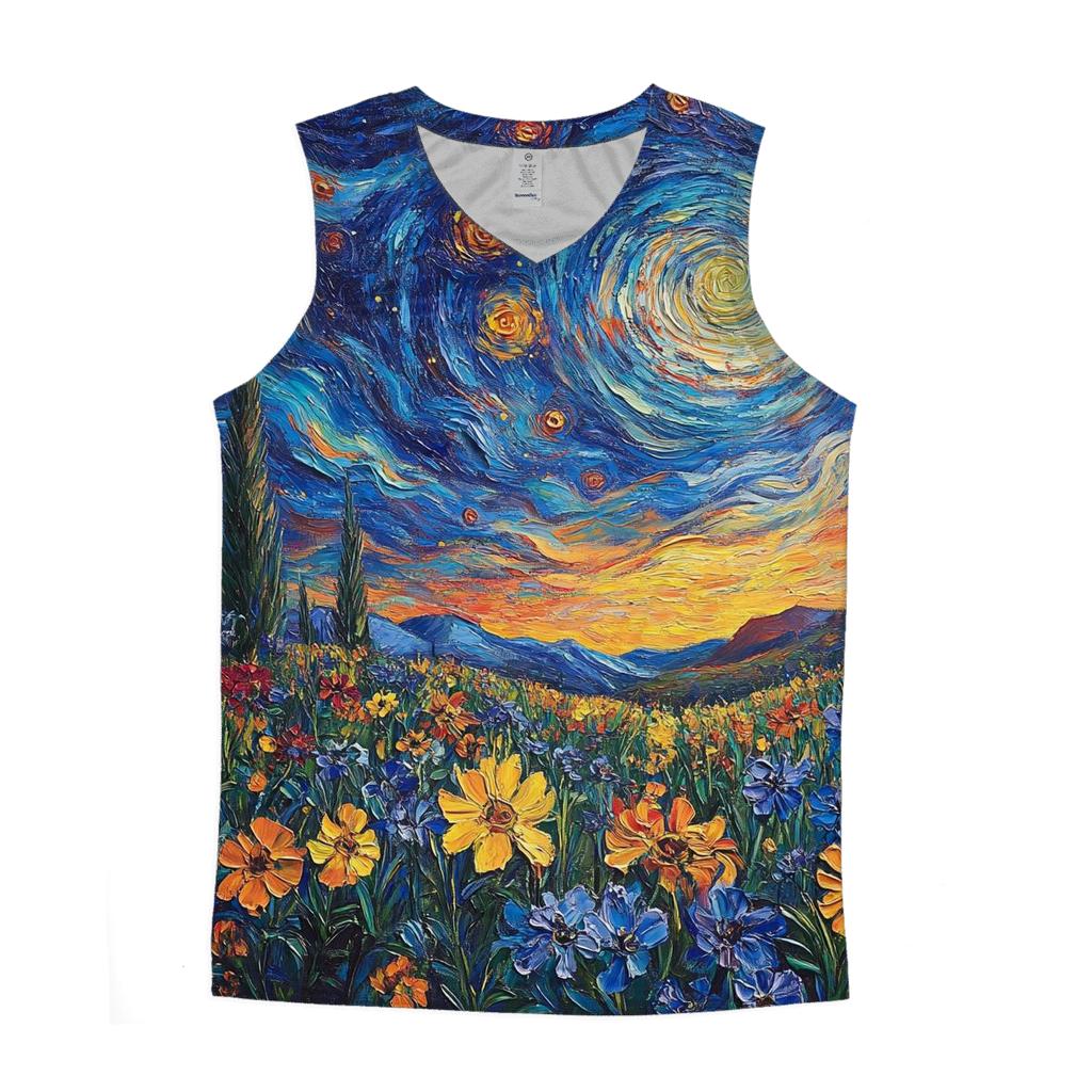 Van Gogh Inspired Nebula Garden personalized athletic tanks