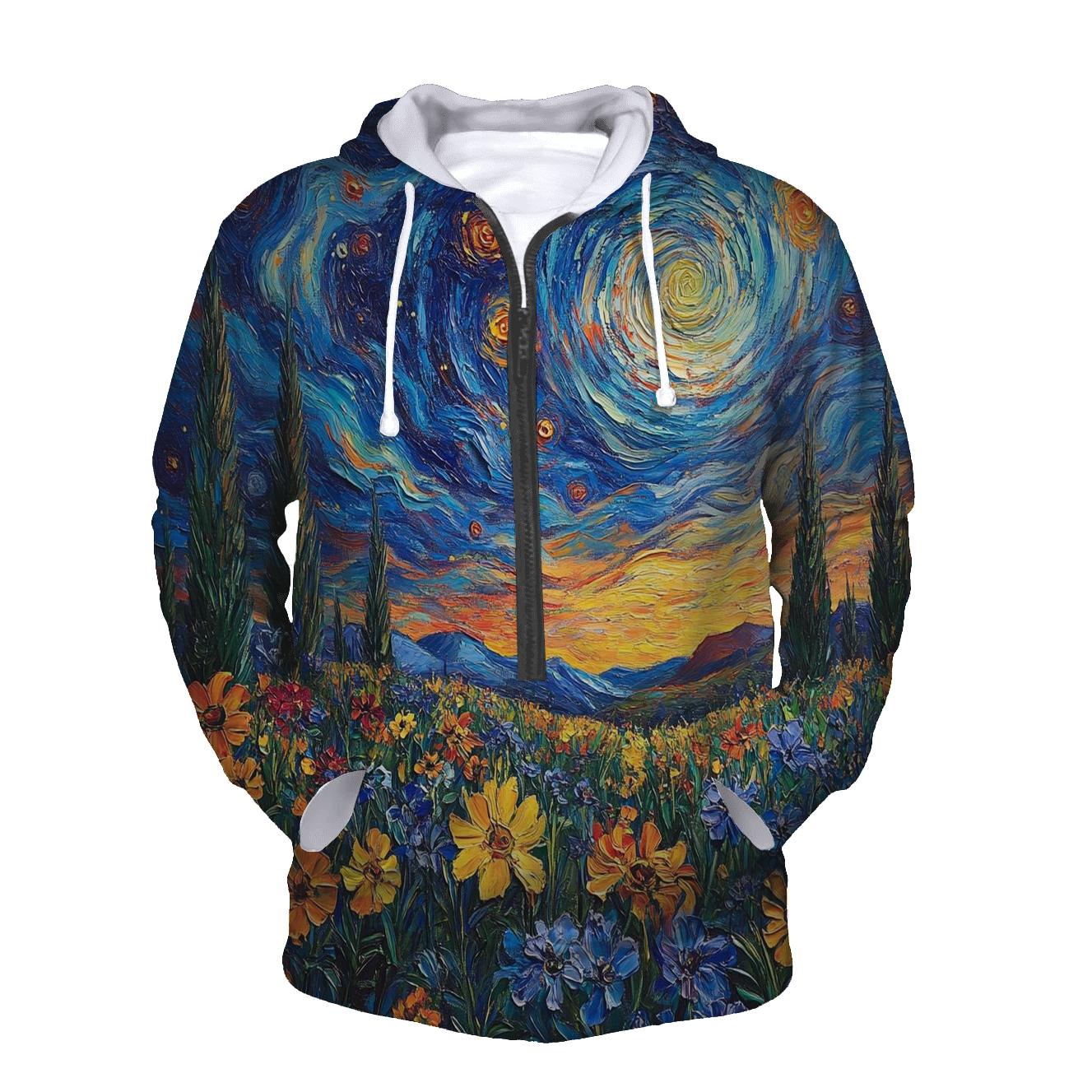 Van Gogh Inspired Nebula Garden pullover hoodies