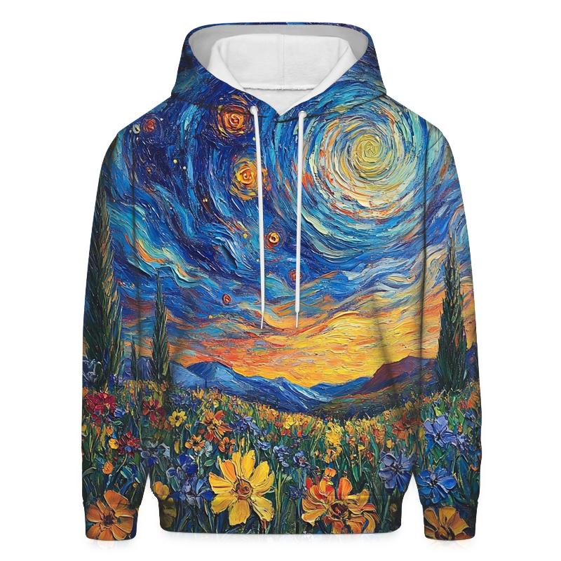 Van Gogh Inspired Nebula Garden lightweight hoodies