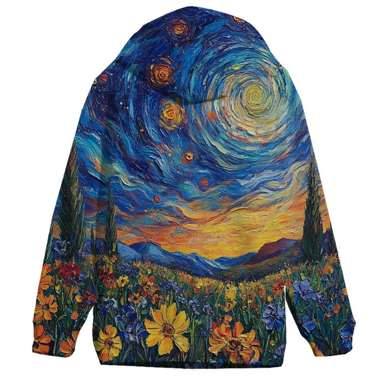 Van Gogh Inspired Nebula Garden lightweight hoodies