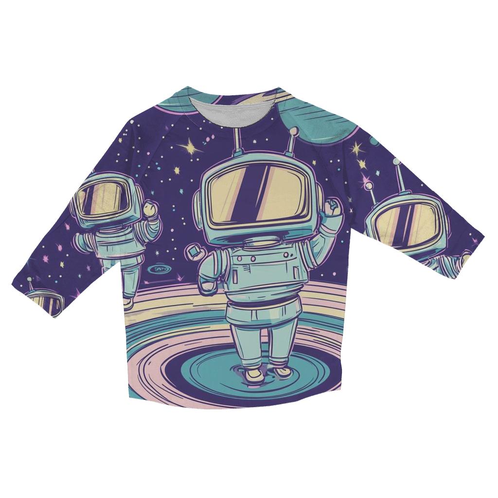 Robot Roller Disco Riot cotton quarter sleeve shirts