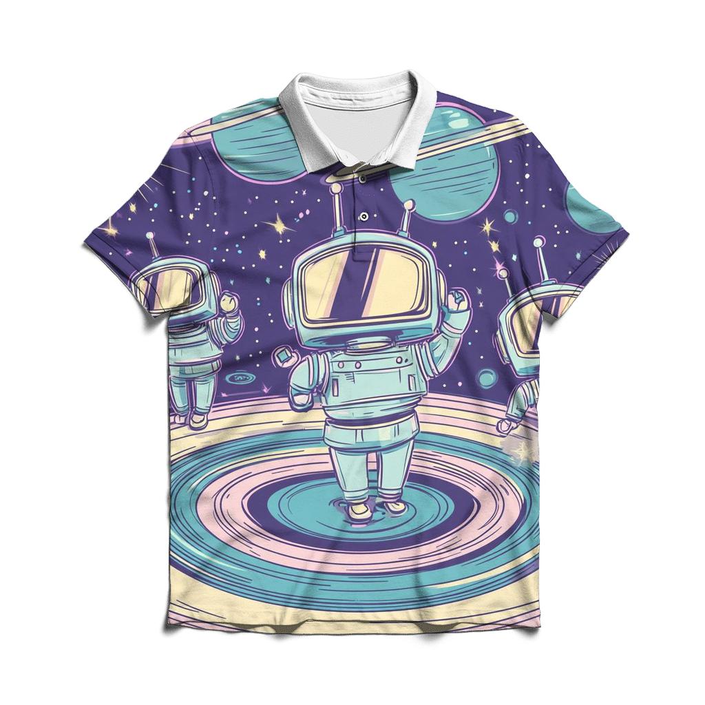 Robot Roller Disco Riot premium cotton polo shirts