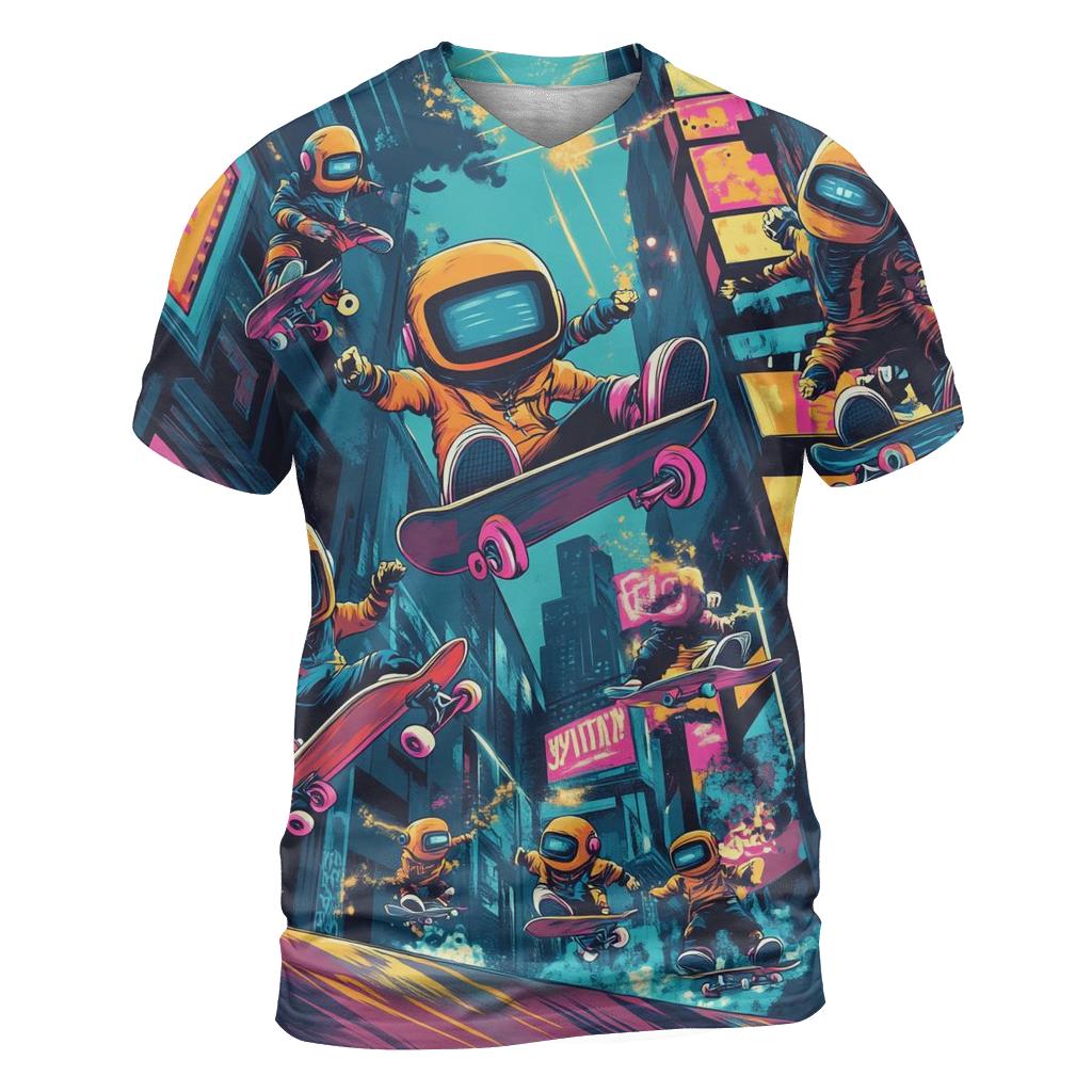 Neon Alley Skatebot Squad statement graphic shirts