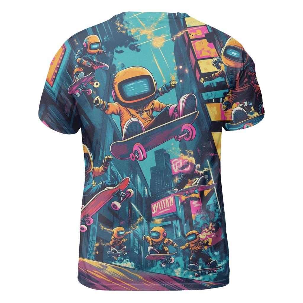 Neon Alley Skatebot Squad statement graphic shirts