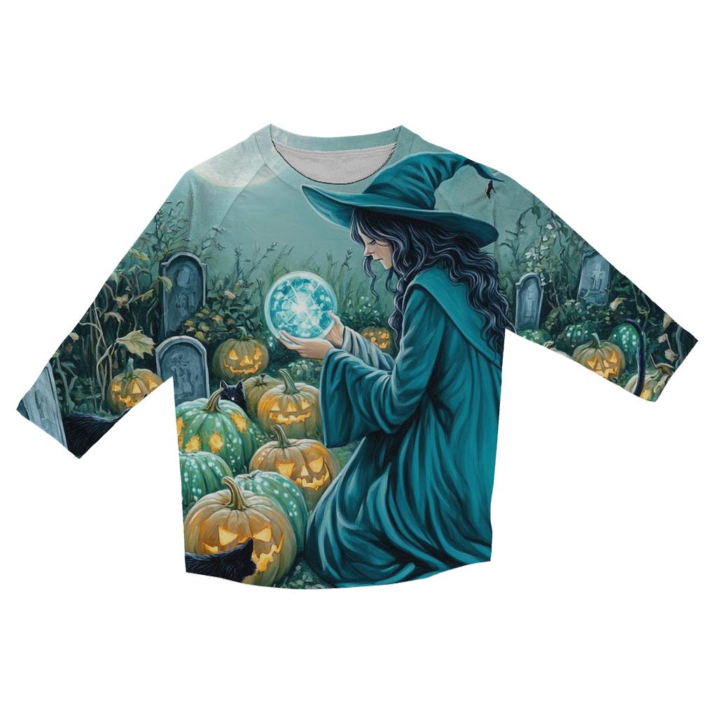 Midnight Witch In Haunted Garden designer 3/4 sleeve blouses
