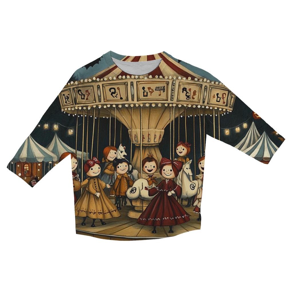 Carousel Of Haunted Marionettes printed three quarter sleeve shirts