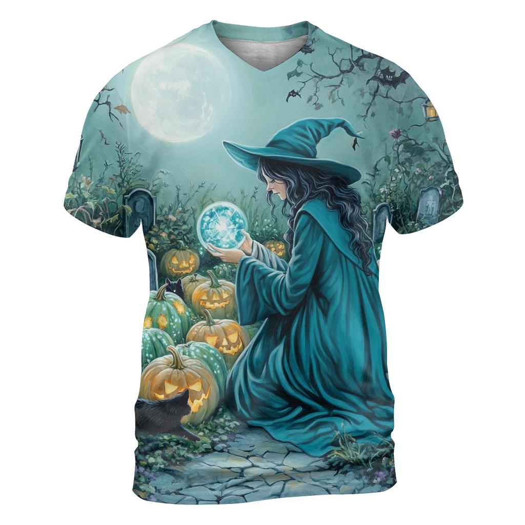 Midnight Witch In Haunted Garden trendy printed shirt styles
