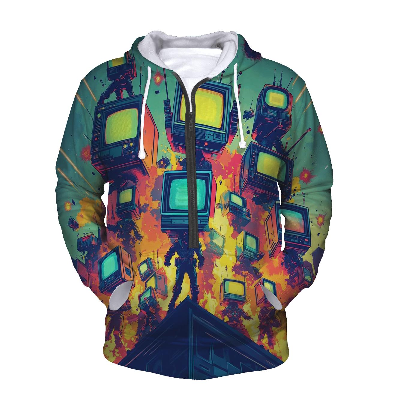 TV Static Space Patrol zip-up hoodies