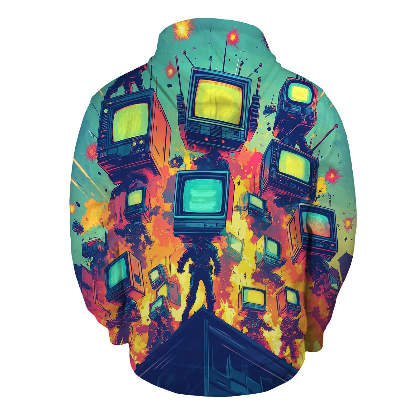 TV Static Space Patrol zip-up hoodies