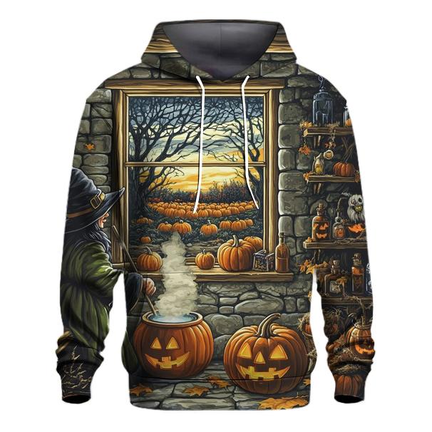 Witchs Cottage With Halloween Hearth pullover hoodies