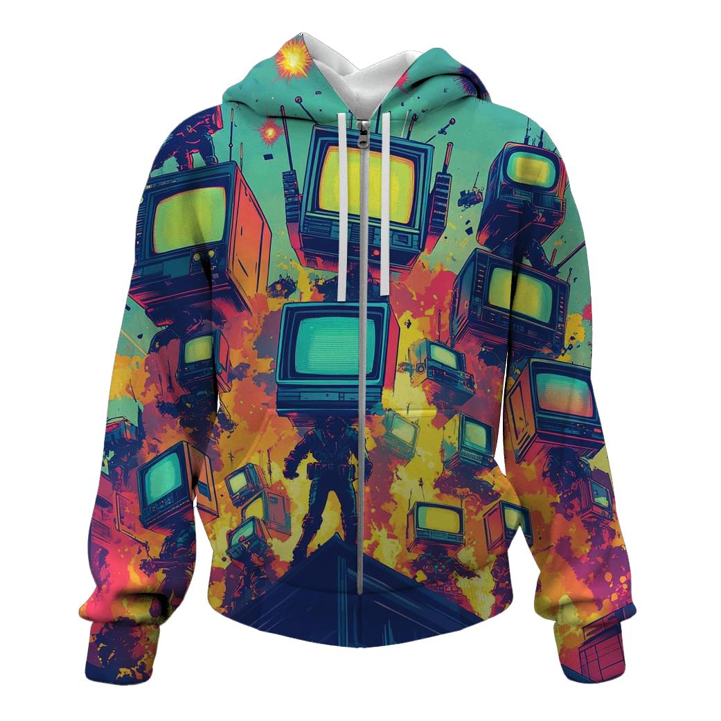 TV Static Space Patrol graphic hoodies