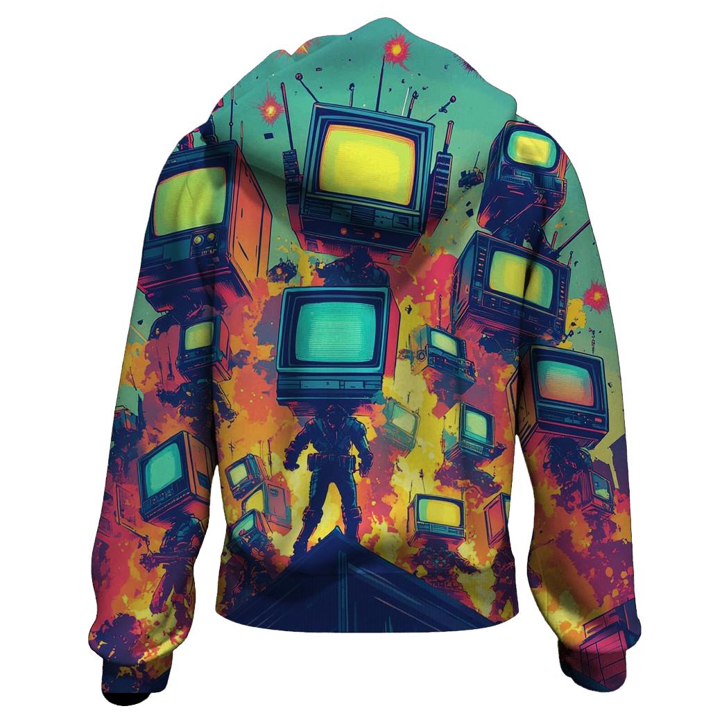 TV Static Space Patrol graphic hoodies