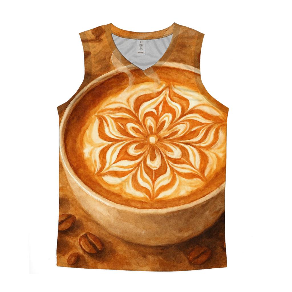 Latte Spiral Bloom graphic print tank tops
