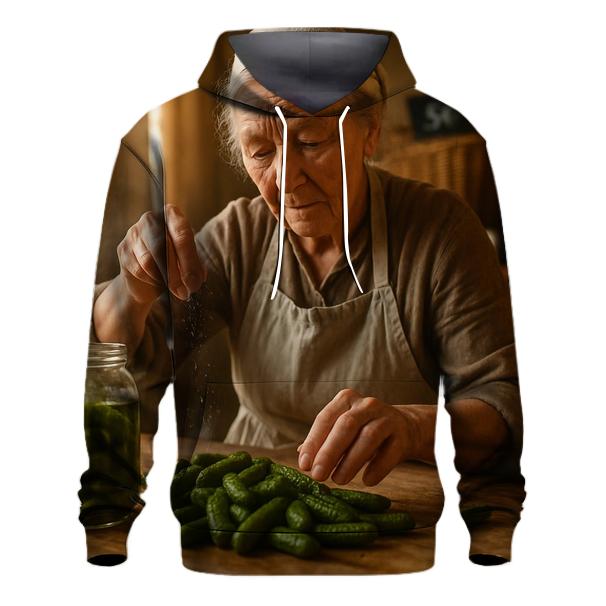 Grandmother Sorting Cornichon Harvest printed hoodies
