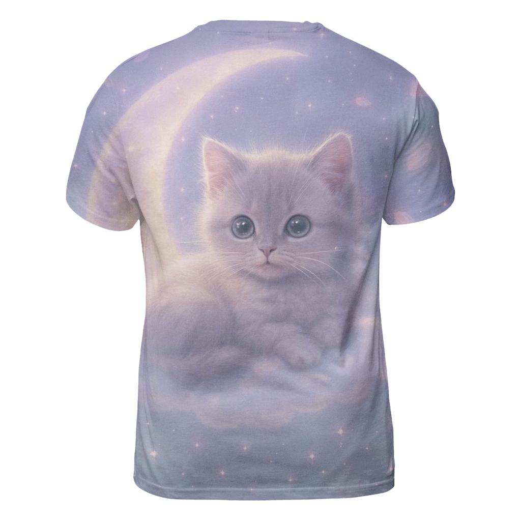 Moonlight Kitten Reverie vibrant all-over design tees