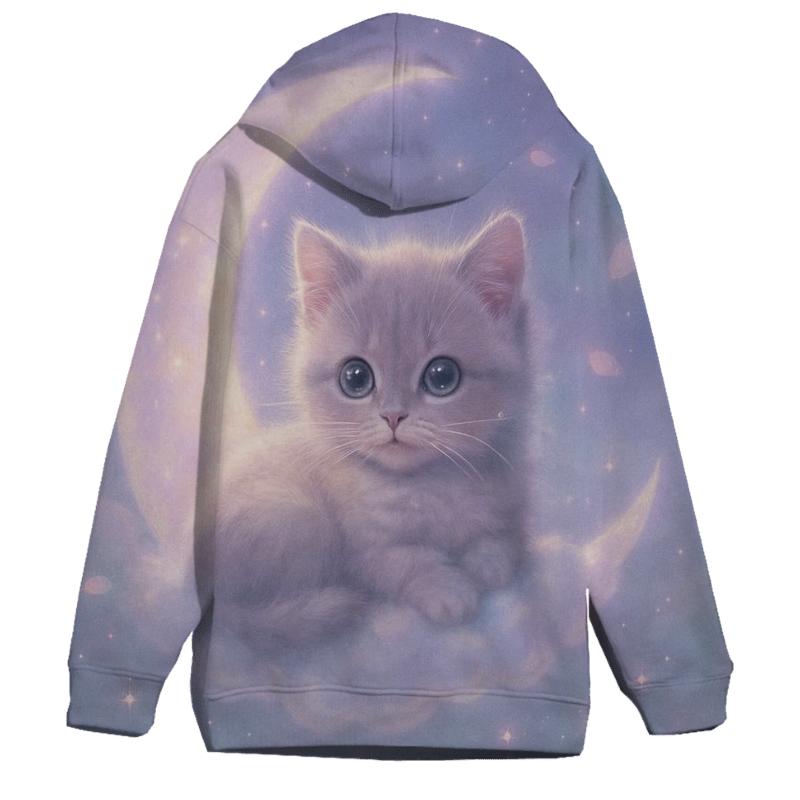 Moonlight Kitten Reverie graphic hoodies