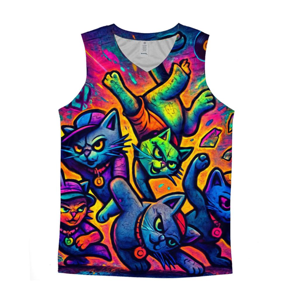 Graffiti Breakdance Crew Cats sports performance tank tops