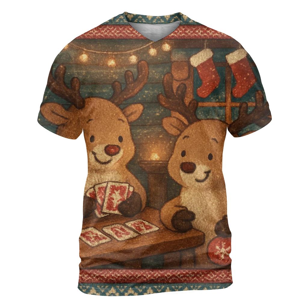 Mischievous Reindeer Game Night designer pattern shirts