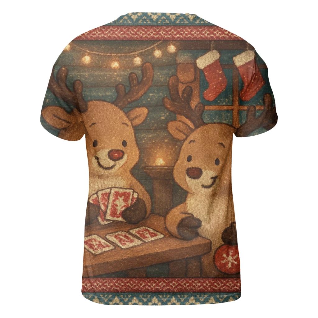 Mischievous Reindeer Game Night designer pattern shirts