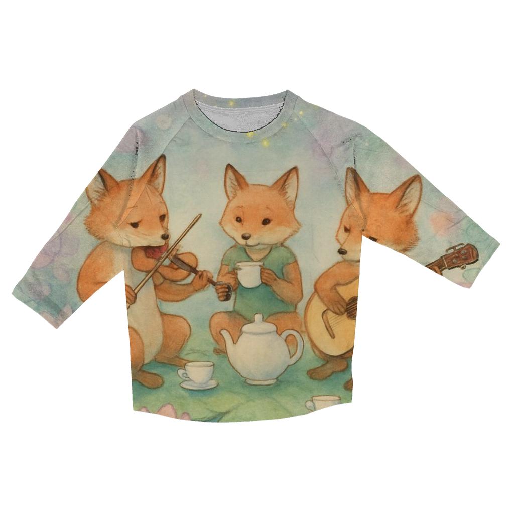 Tea Time Foxglove Trio printed three quarter sleeve shirts