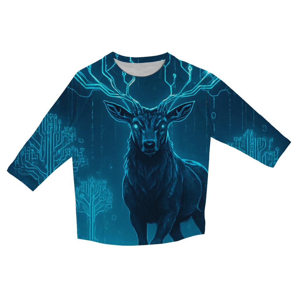 Circuitboard Stag casual three quarter sleeve shirts