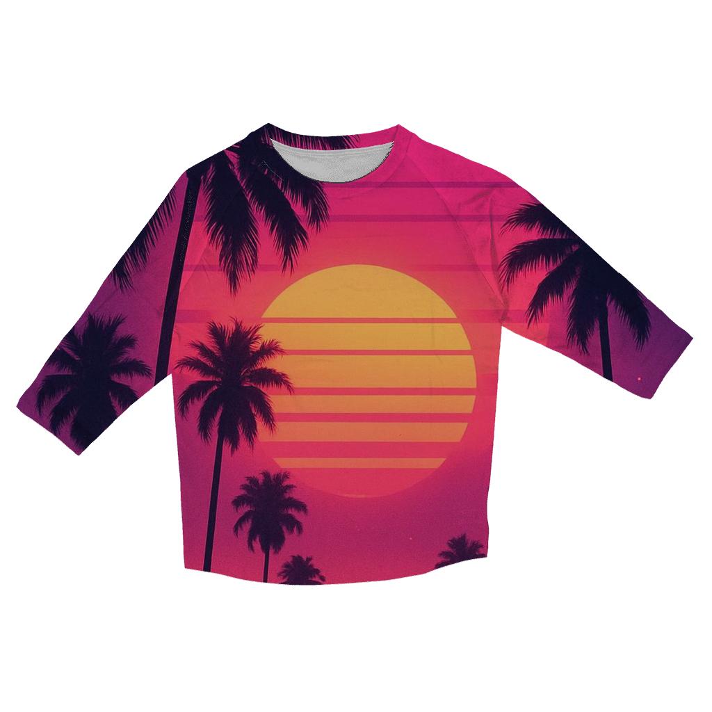 Neon Palms At Dusk custom 3/4 sleeve shirts