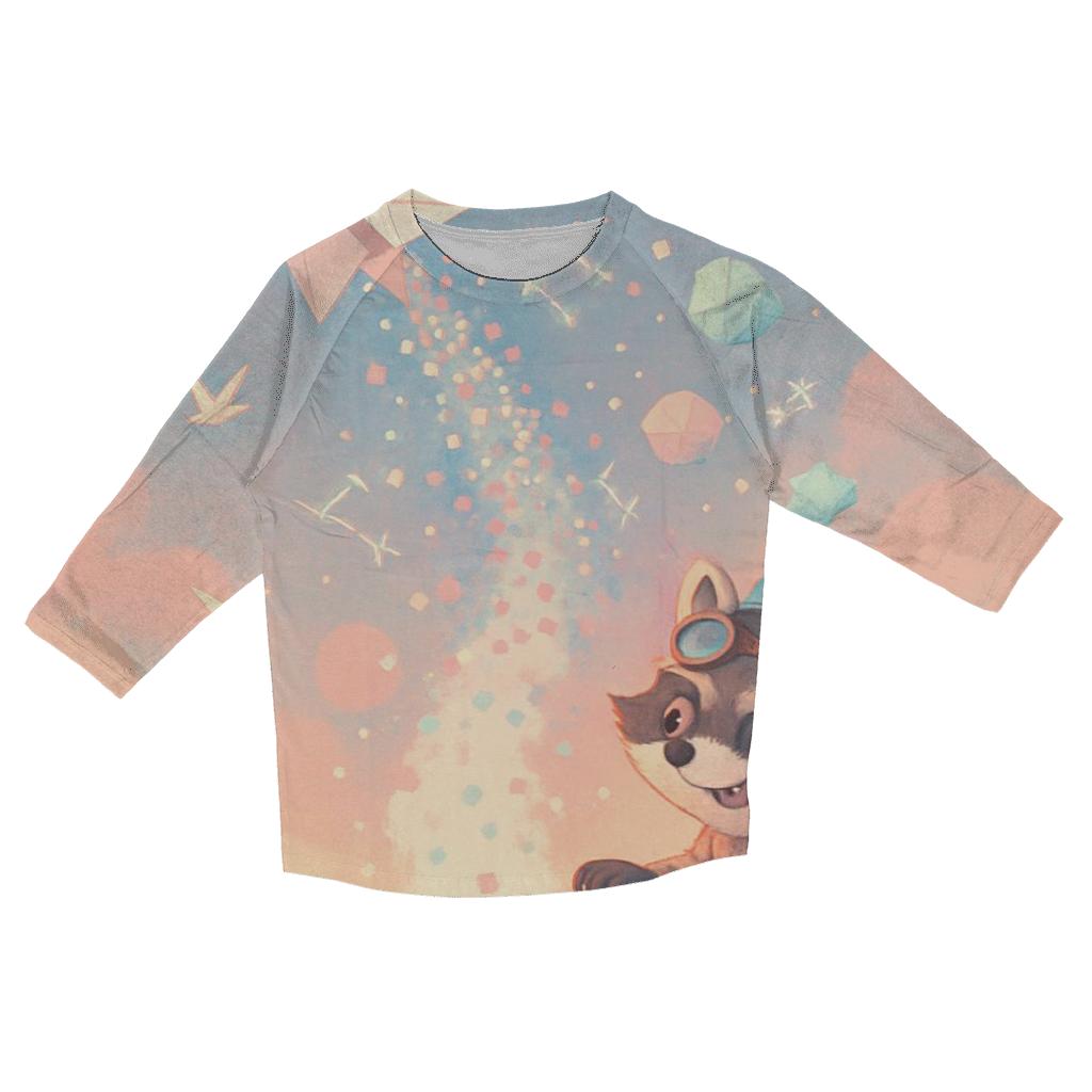 Paper Rocket Raccoon trendy 3/4 sleeve tops