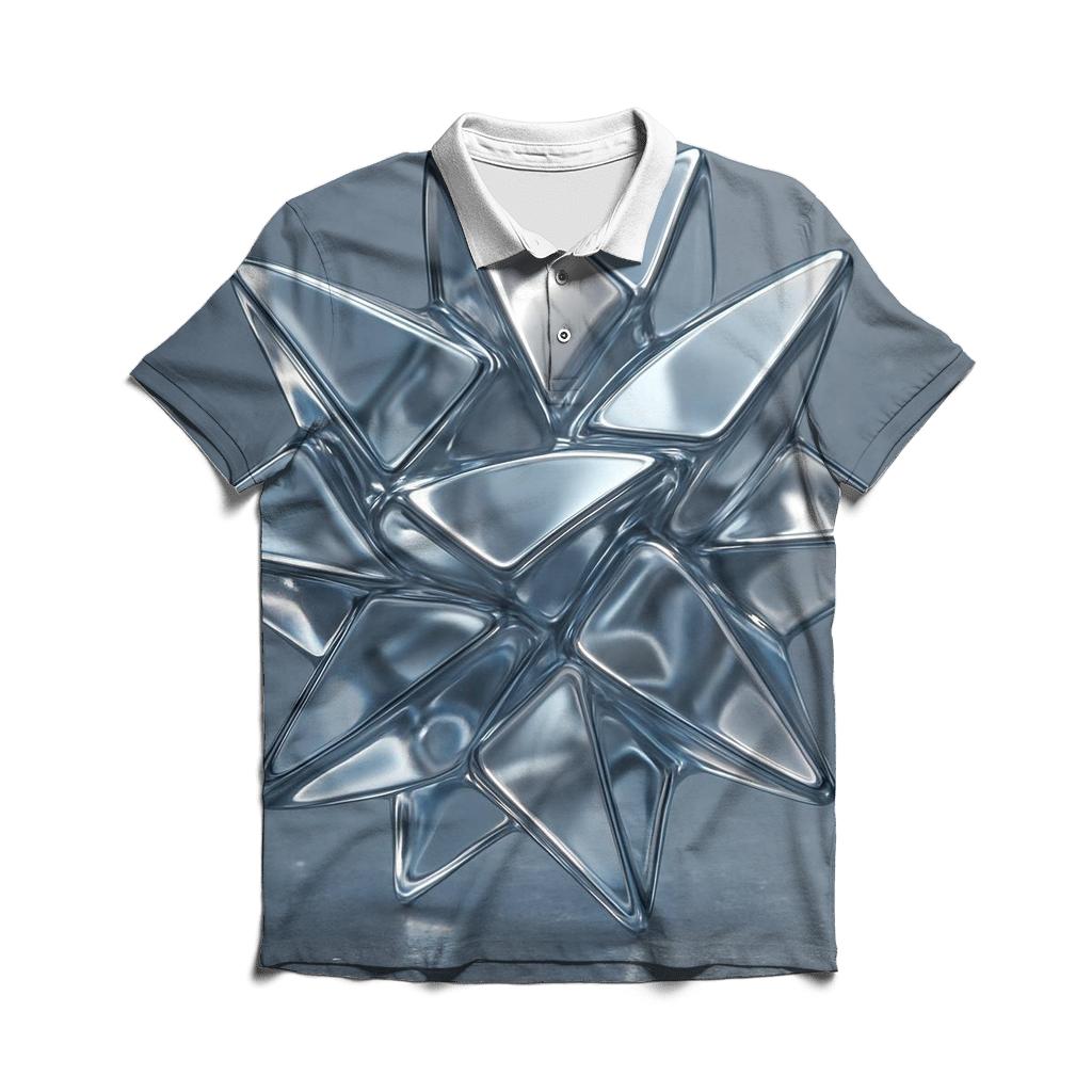 Molten Geometry Gradient embroidered polo tops