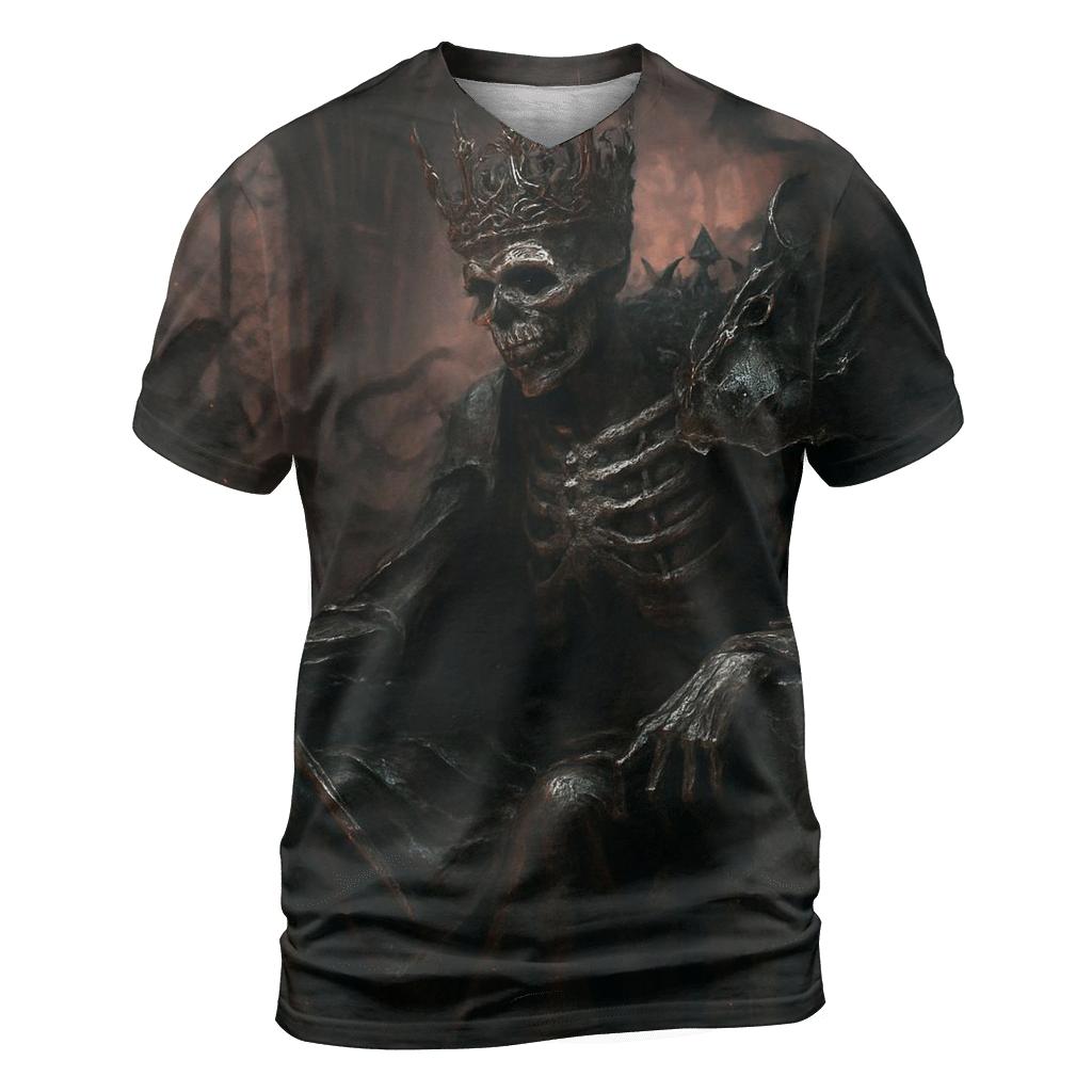 Ashen Throne Of The Skeleton King creative print fashion shirts