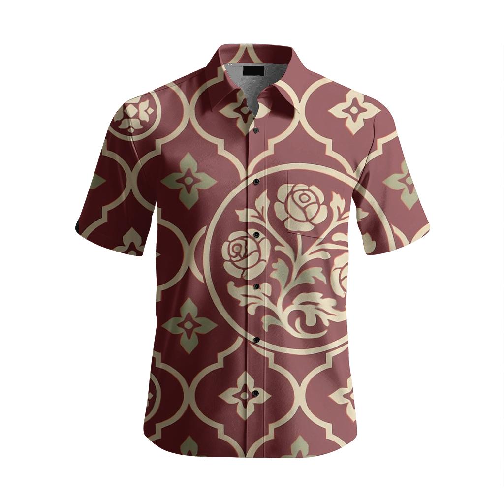 Botanical Trellis Medallion Panel premium embroidered apparel
