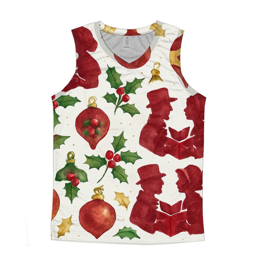 Crimson Carolers Grid casual summer tank tops