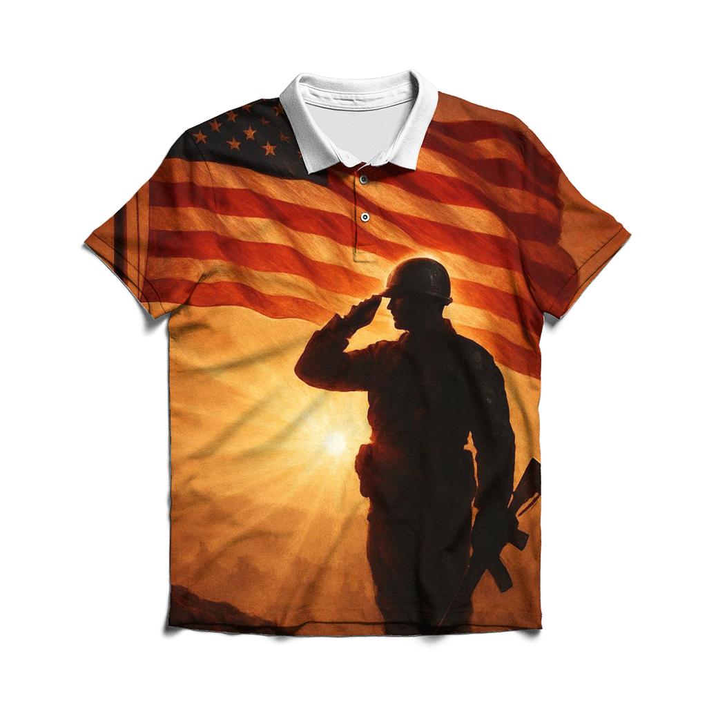 Dawn Sentinel Flag branded logo polo shirts