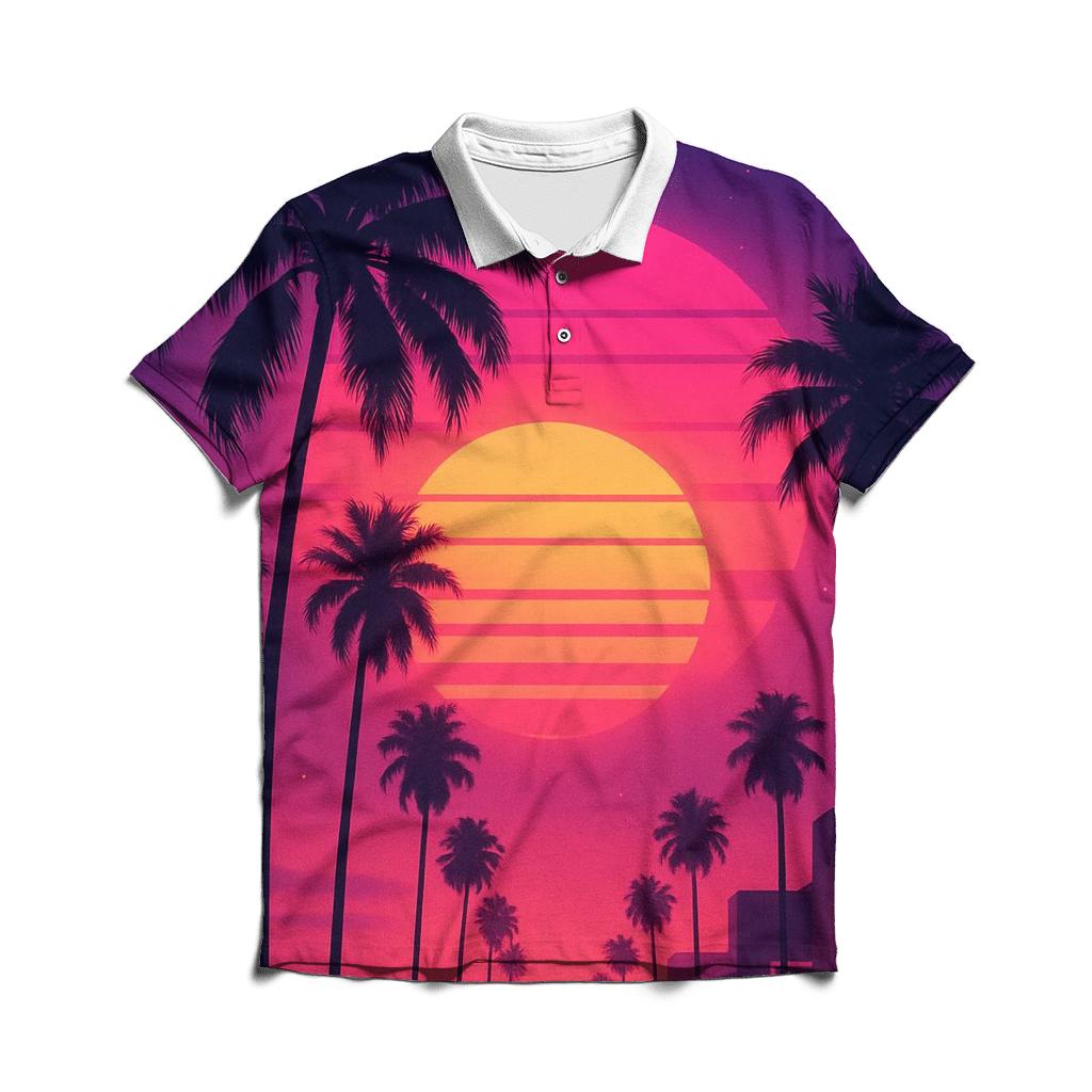 Neon Palms At Dusk casual sports polo shirts