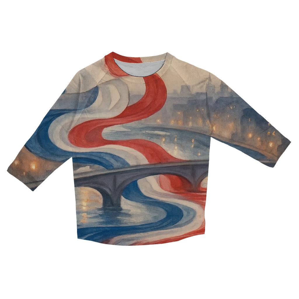 Tricolor Seine Drift designer 3/4 sleeve blouses