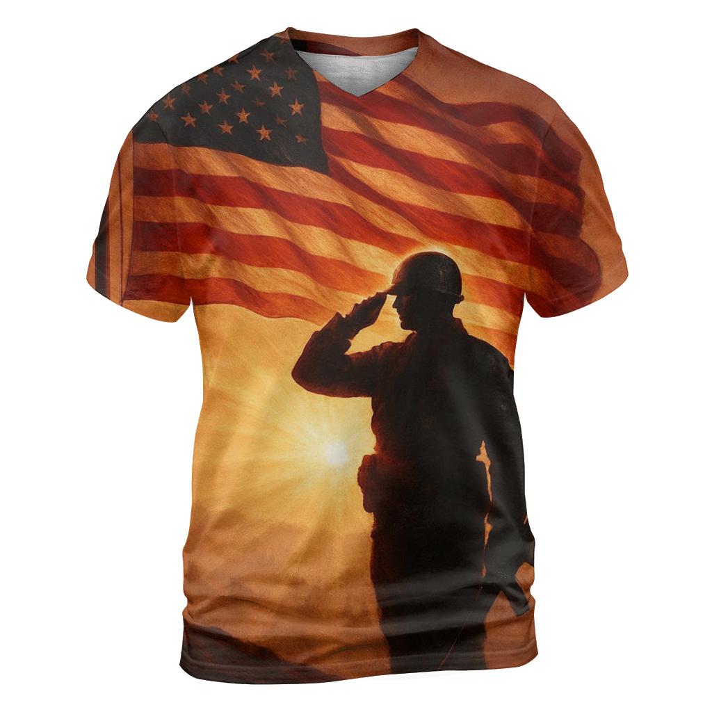 Dawn Sentinel Flag artistic all-over print tops
