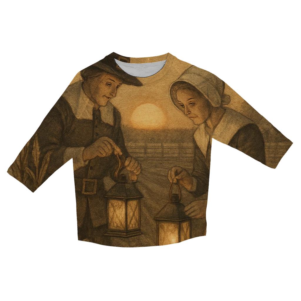 Pilgrim Lanterns And Fields printed three quarter sleeve shirts