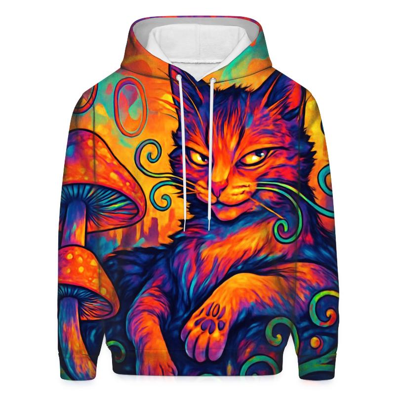 Psychedelic Garden Alley Cat designer hoodies