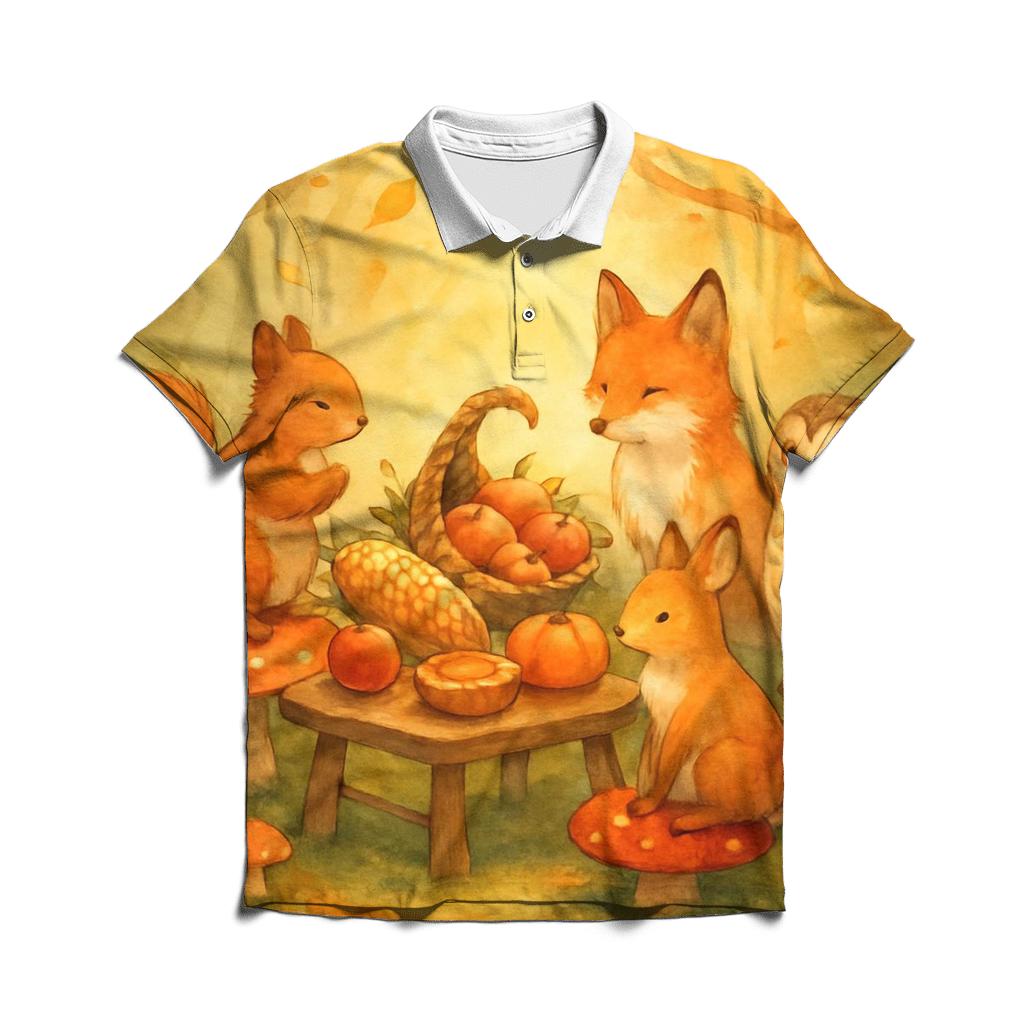 Woodland Friends Feast custom polo shirts