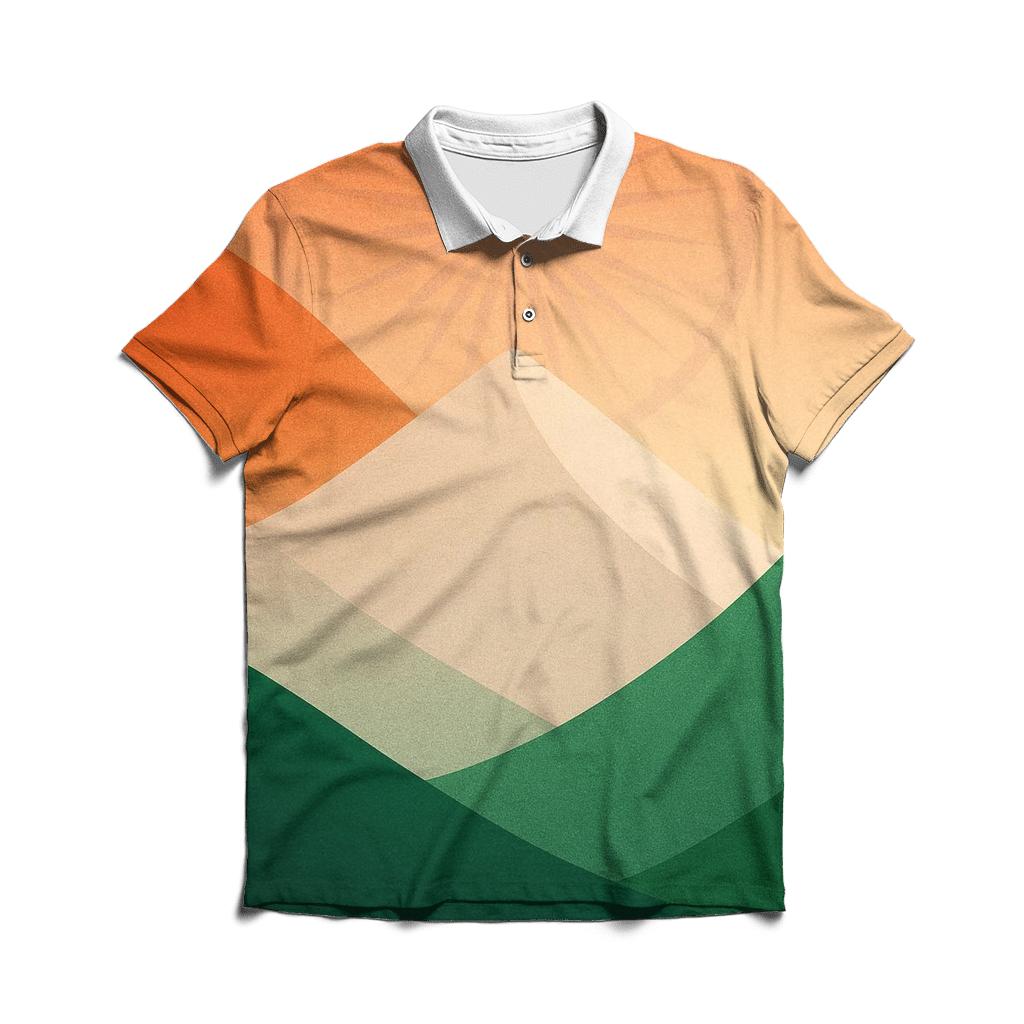 Tricolor Mountain Tapestry stylish collar polo tees
