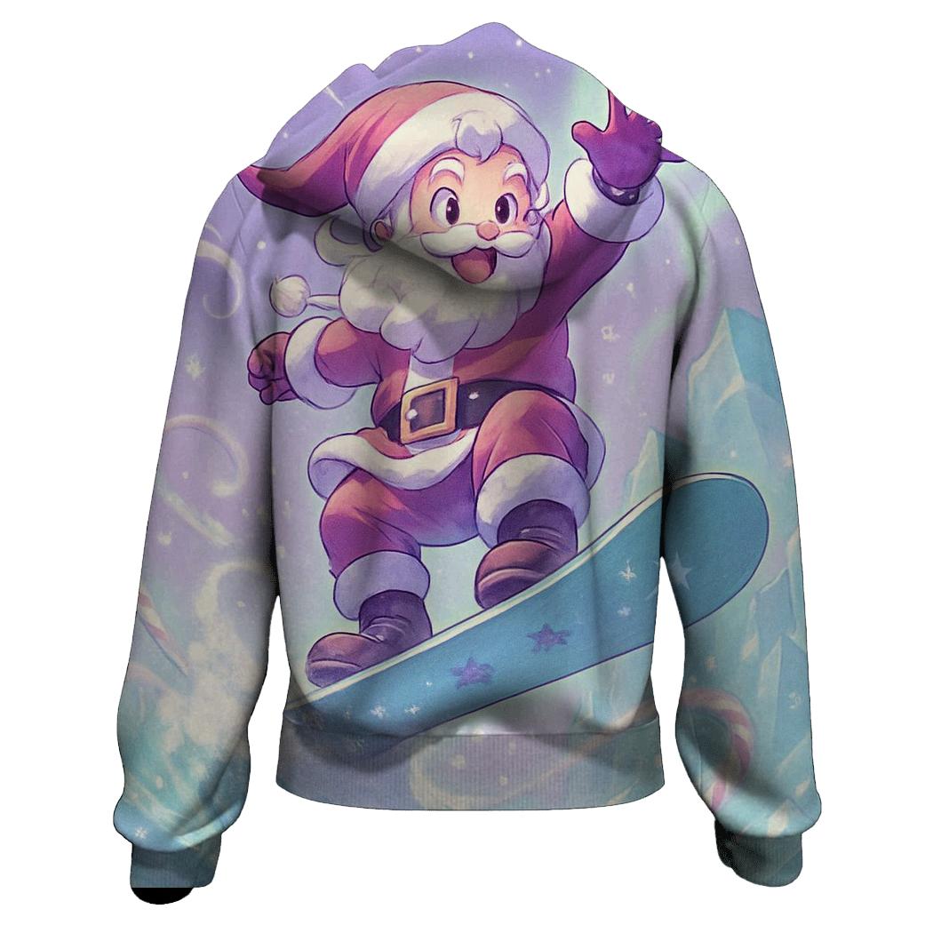 Frostlight Surfing Santa embroidered hoodies
