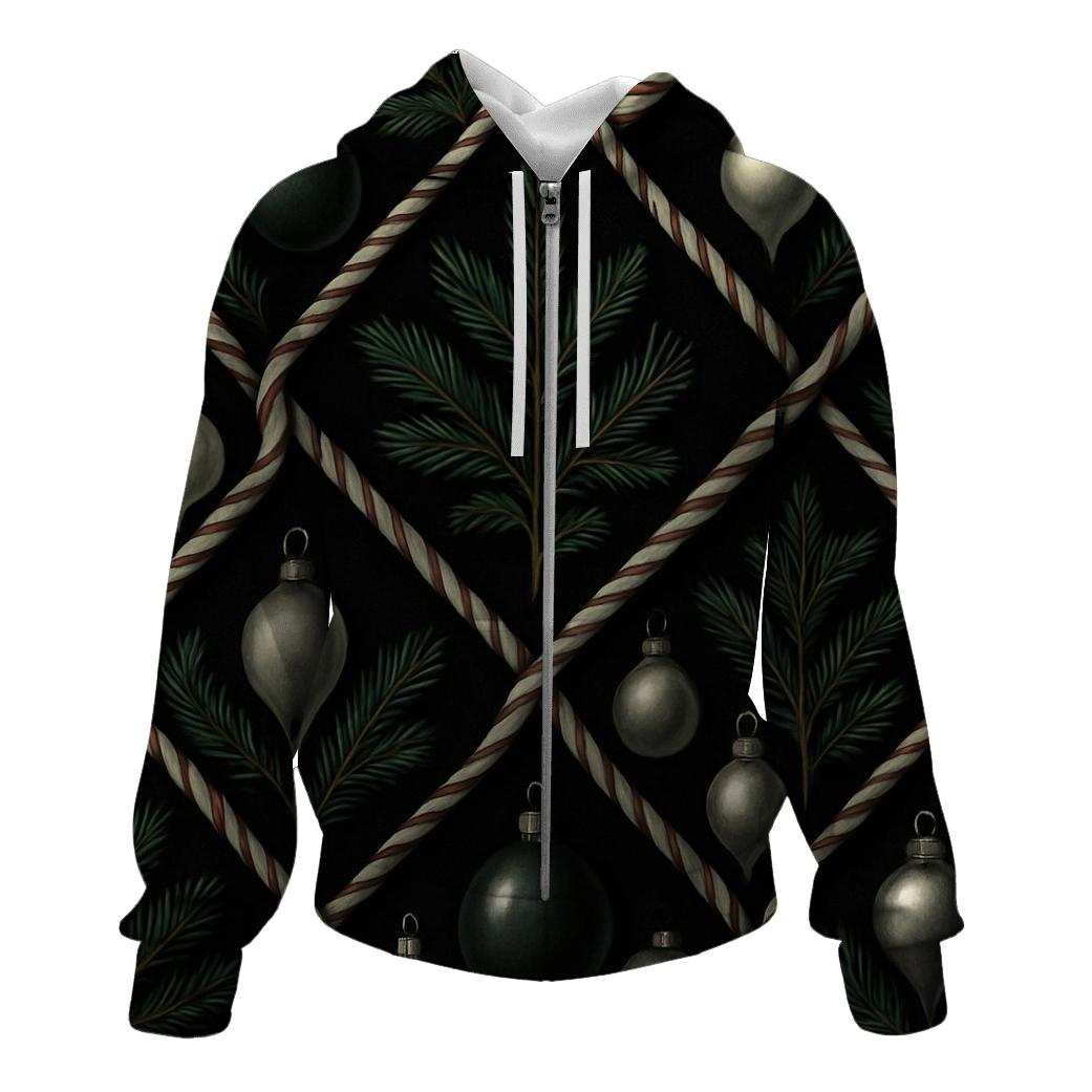 Evergreen Ornament Lattice On Dark Field hoodie designs