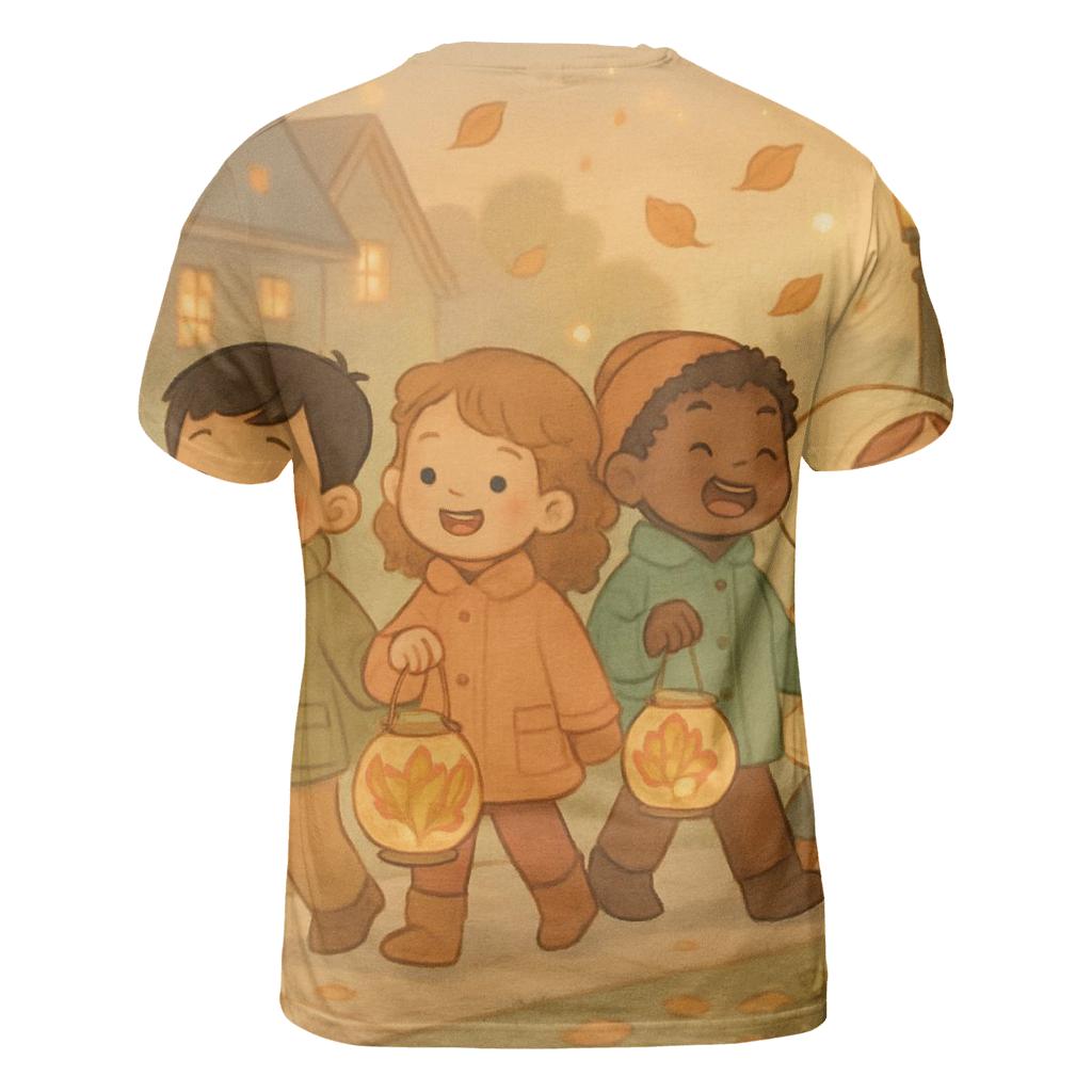 Maple Lantern Parade vibrant all-over design tees