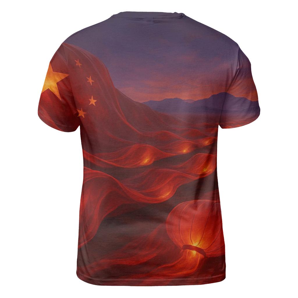 Red Lantern Horizon artistic all-over print tops