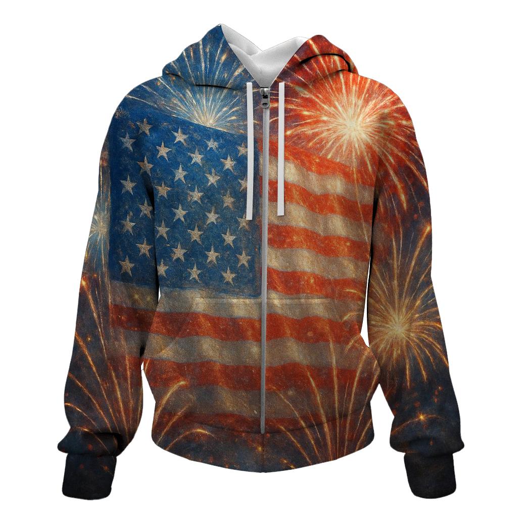 Firework Tapestry printed hoodies
