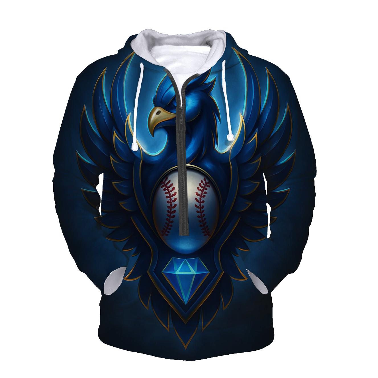 Heraldic Blue Jays Crest printed hoodies