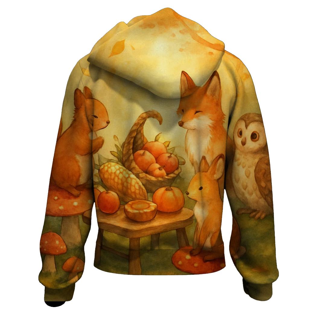 Woodland Friends Feast pullover hoodies