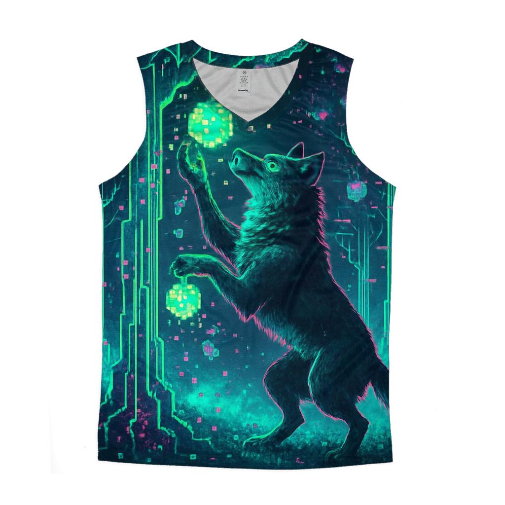 Pixel Orchard Wolf casual summer tank tops